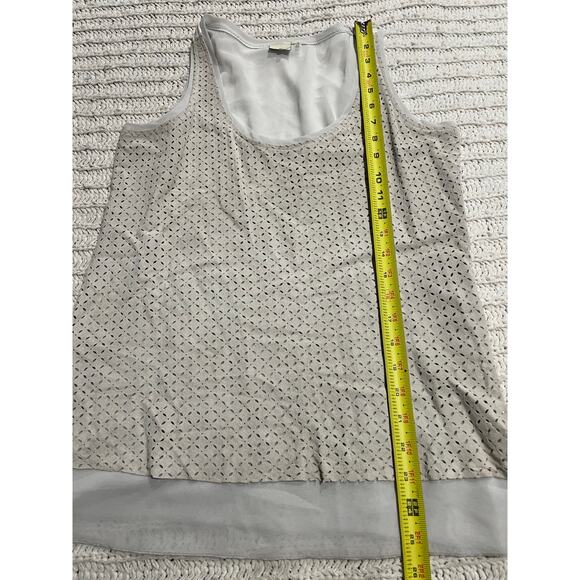 Ecru Tank Top Suede CutOut Overlay Jersey Knit Back 3930SU Womens XS Cream White - Picture 2 of 9